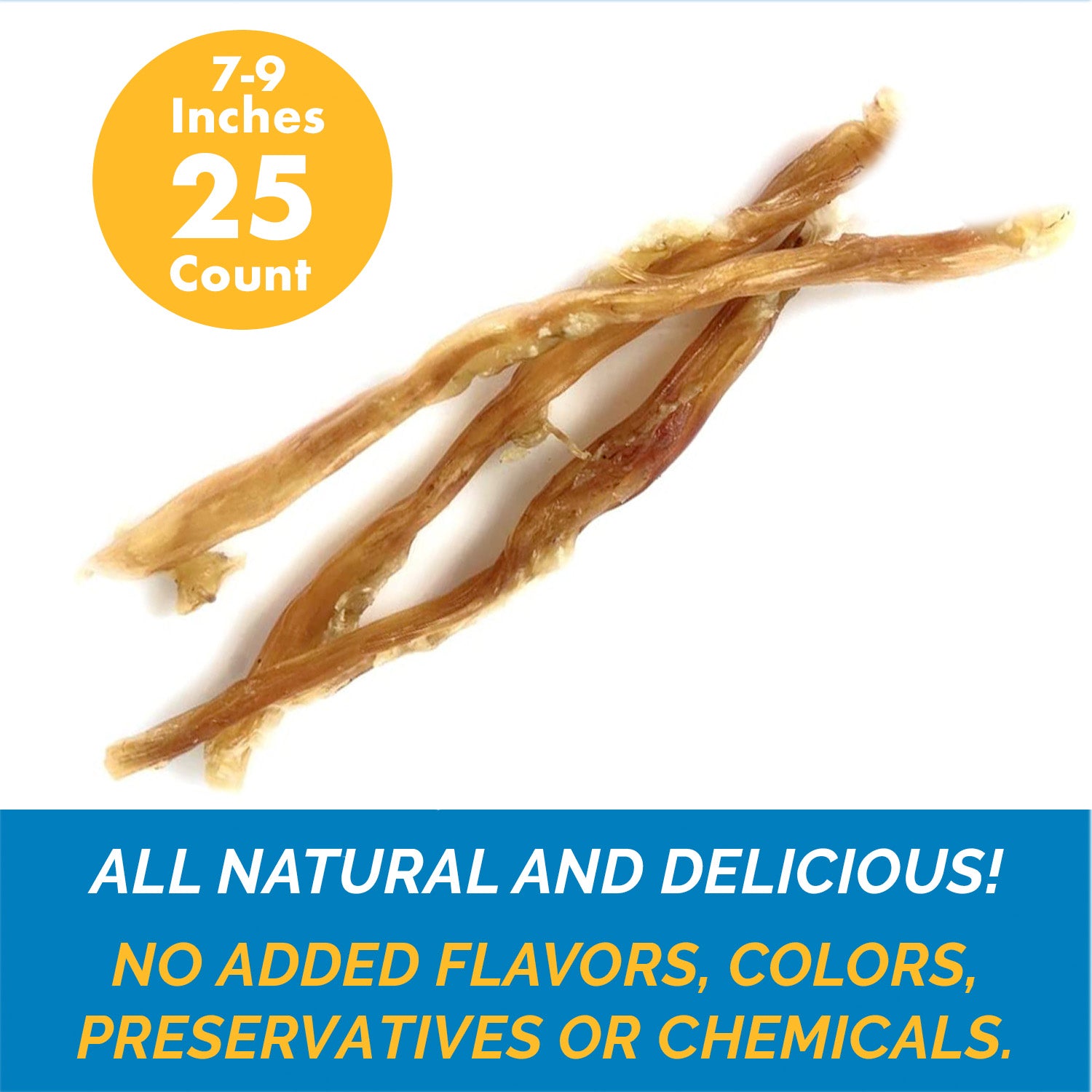 Beef Tendon Sticks Chews for Dogs 7-9 inches (10 Count and 25 Count)