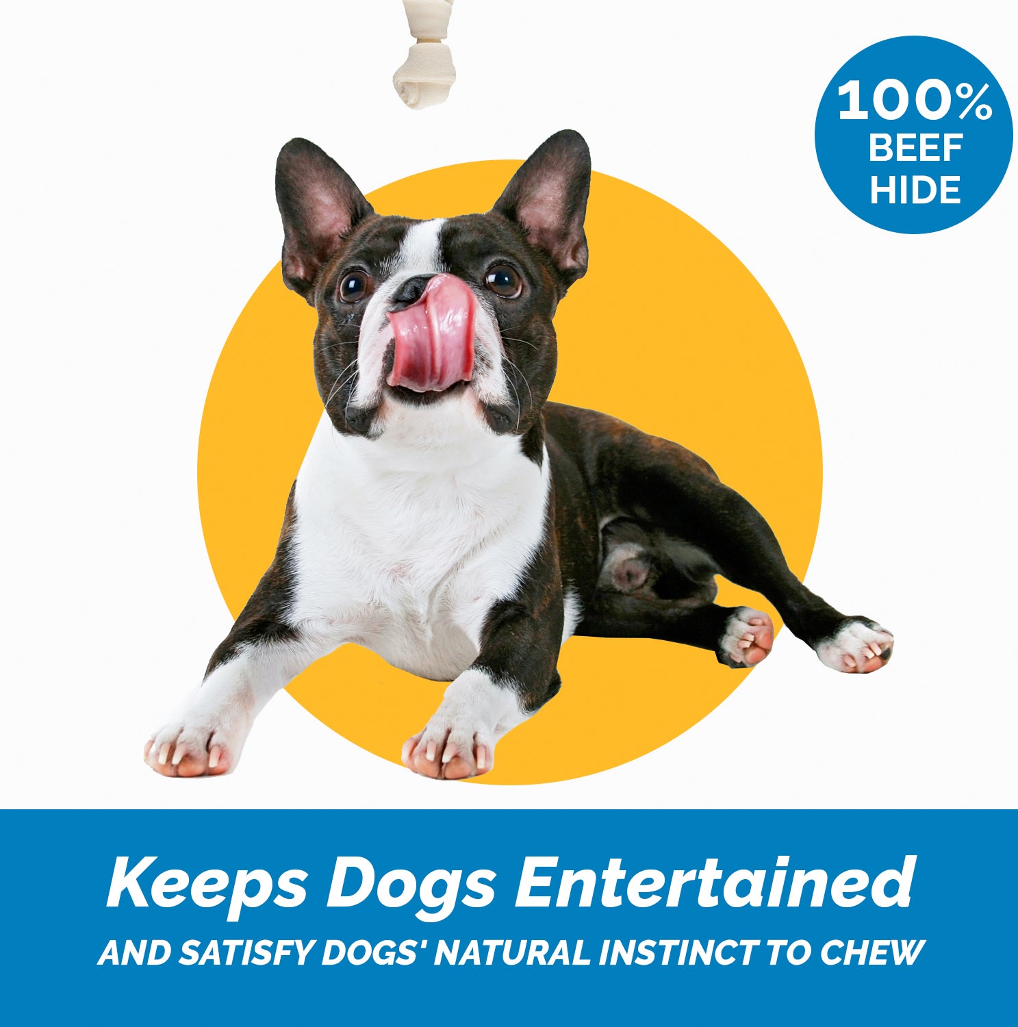 2-3" Inches Rawhide Bones Chews for Small Dogs(50 Count) 100% Natural | Premium Raw Hides Bulk Treats