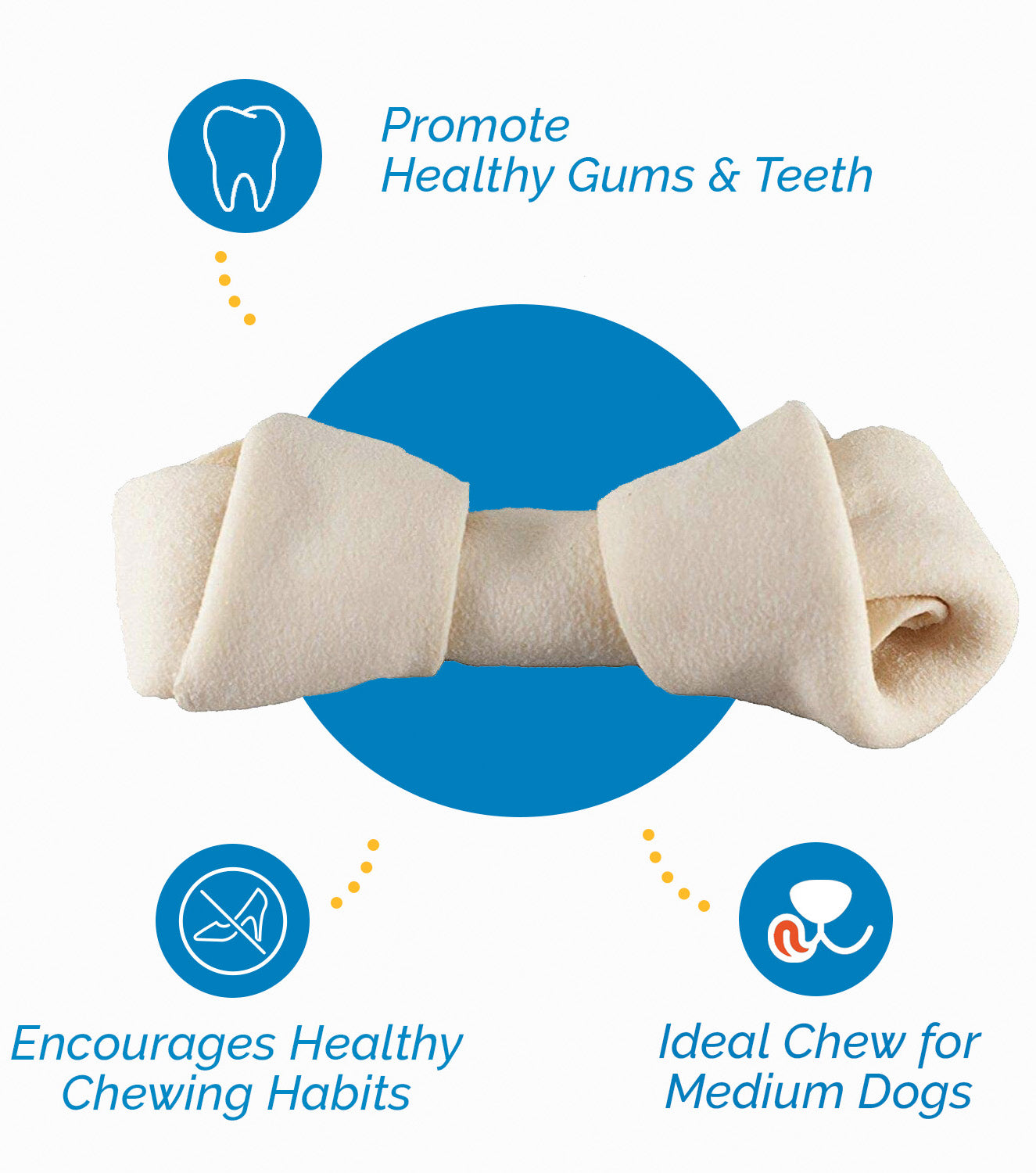 4-5" Rawhide Bones for dogs | Premium Rawhide Chews (50 Count)