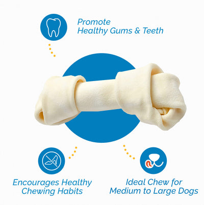 5-6 inches Rawhide Bones | 100% Natural Beef Hides Chews (10, 25 or 50 Count)
