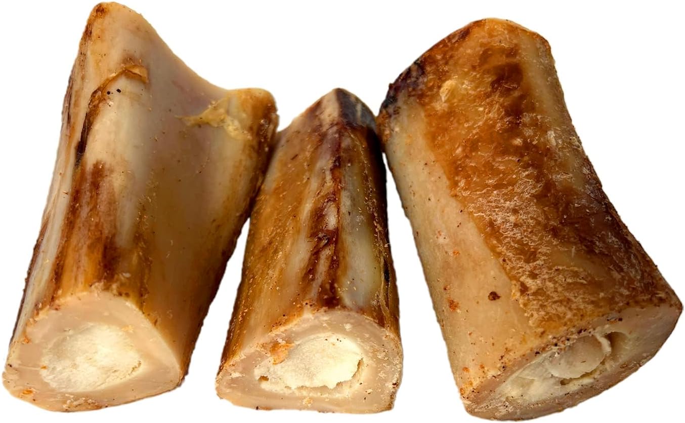 Bones with Bone Marrow 3-4” chew bones for Dogs 6 Count - Natural Grass Fed Meaty Chew Treats for Aggressive chewers.