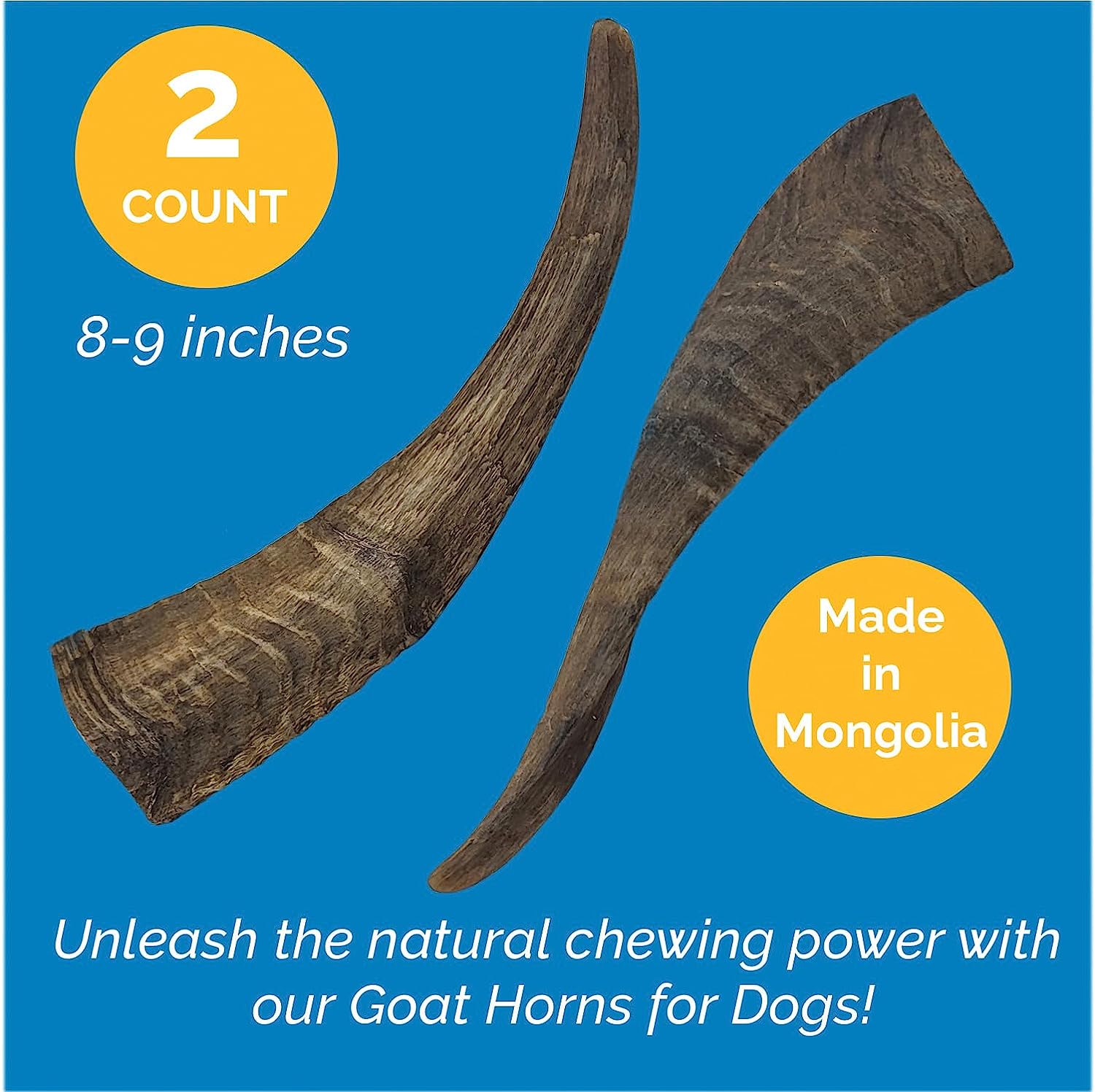 Dried Goat Horns Chews Medium or Large - 2 count