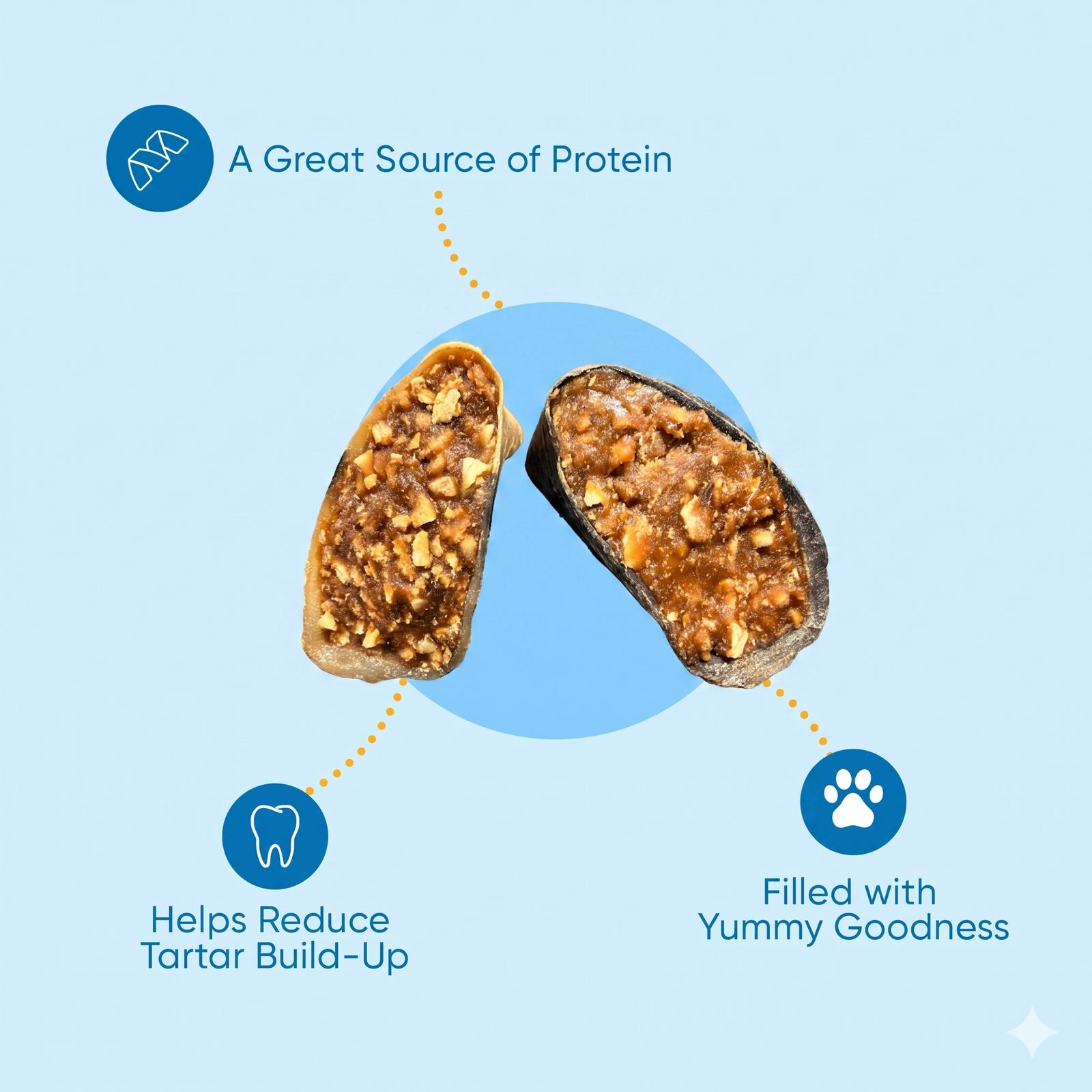 PEANUT BUTTER FILLED COW HOOVES 3 or 10 Count - 100% Natural Dog Dental Treats | Beef Hoof From 123 Treats
