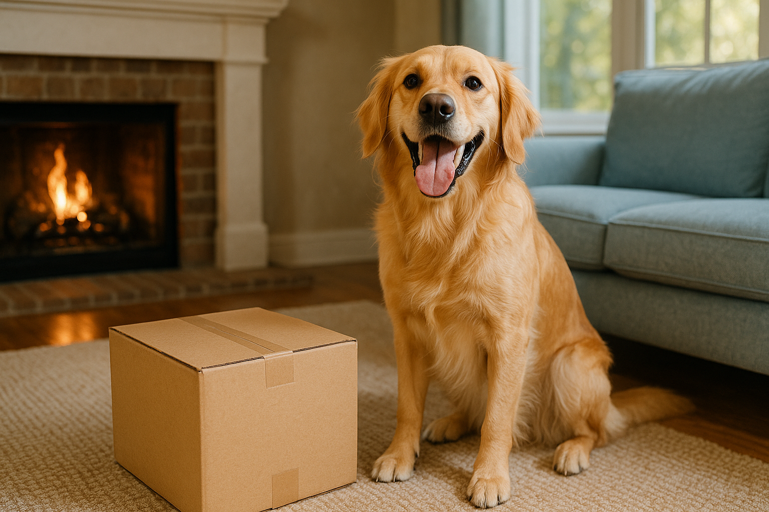 Medium dog paw on box