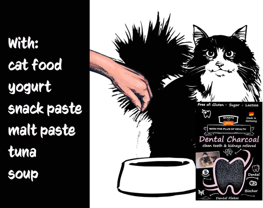 QCHEFS Dental Charcoal for Cats – Two Month Supply* - Food Topper - After Meal Licking Treat, Oral Health Snack with Amino Acids.