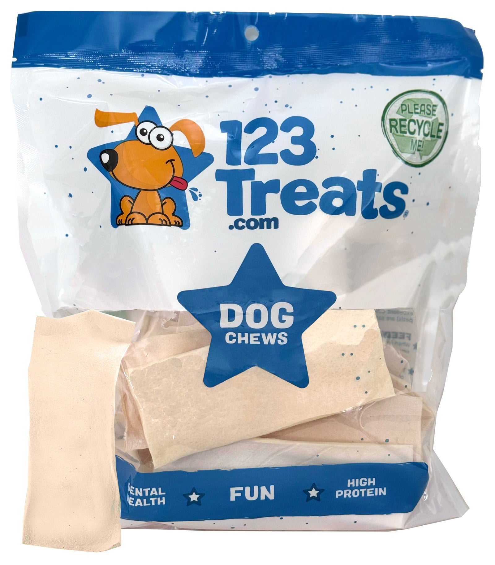 Natural Rawhide Chews for Dogs (1,2, 3, 6 and 11 Lbs) Beef Hide Chips by 123 Treats