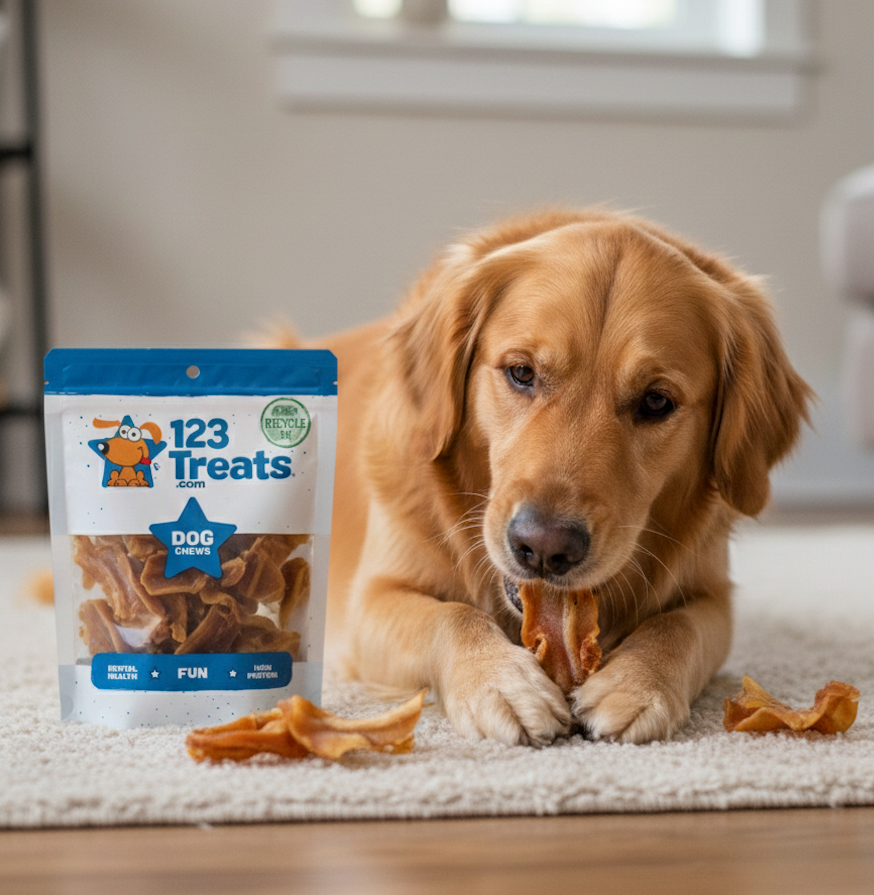 Pig Ears Strips for Dogs (8 Oz & 1, 5 pounds) 100% Natural bite size Pork Dog Chews From 123 Treats