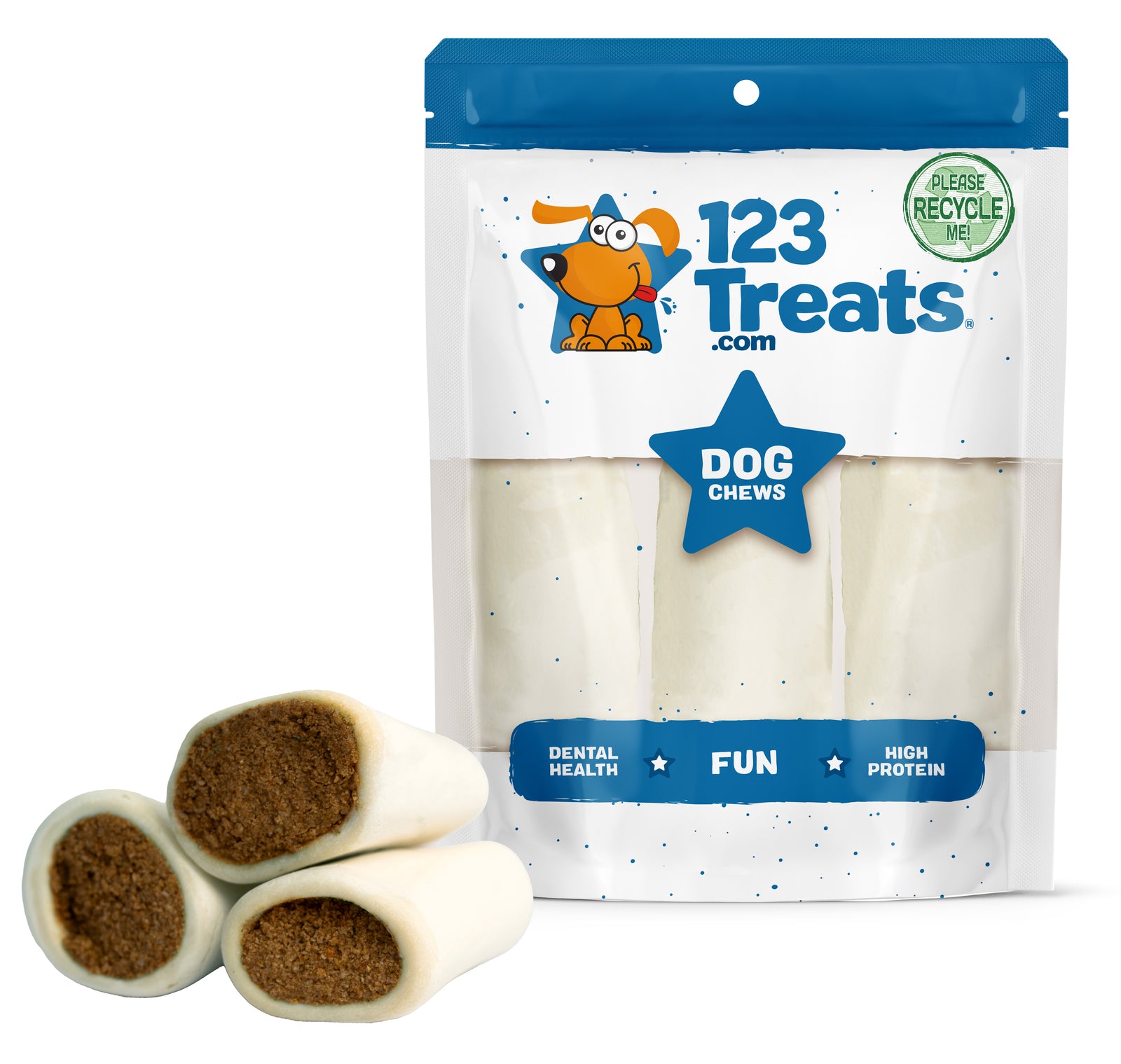 Stuffed Shin BONES for dogs 5-6 inches with Peanut Butter Flavor 2 or 4 Count