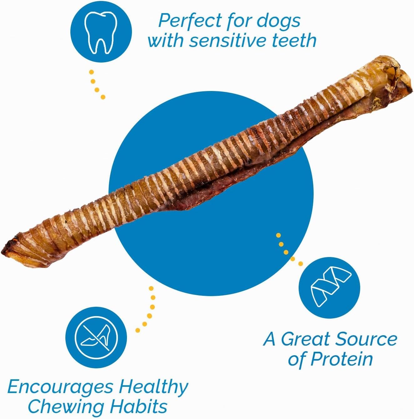 6" or 12" Trachea Chews for Dogs – Natural Beef (10, 25 Ct)