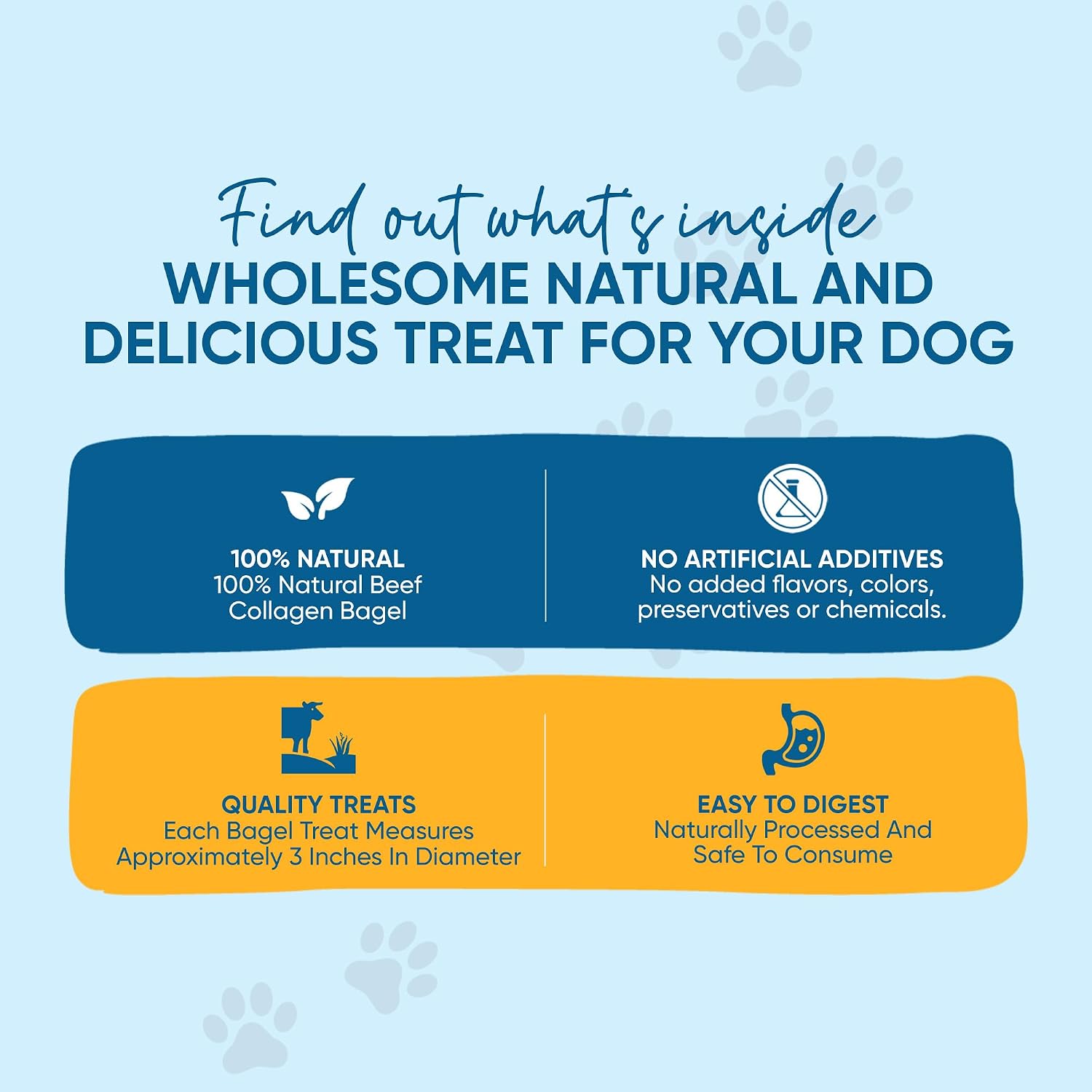 Natural Beef Collagen Bagel Peanut Butter Flavor chews for Dogs 3 inches - 6 Count