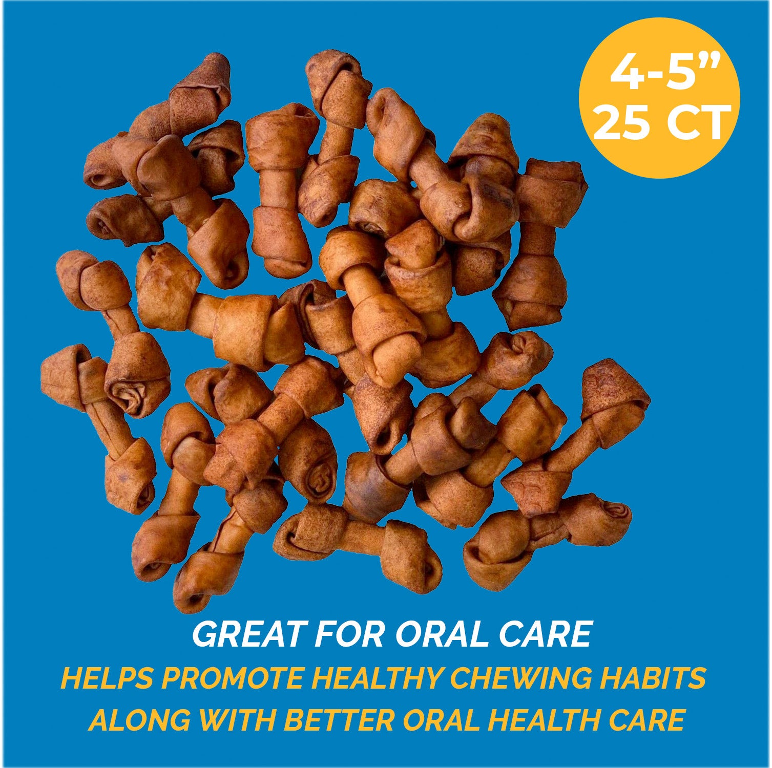 4-5" Rawhide Bones for dogs | Premium Rawhide Chews (50 Count)