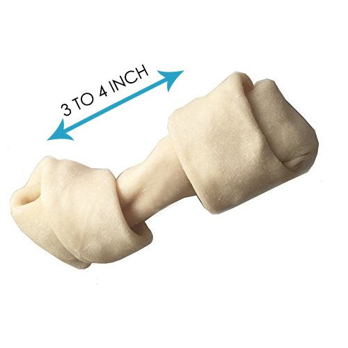 3-4" inches Rawhide Bones Chews | Premium Rawhide Dog Chews (15, 25, 50 or 100 Count)