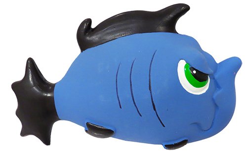 Premium Dog Toy | Stuffed Latex Angry Blue Fish | 7.5 Inch
