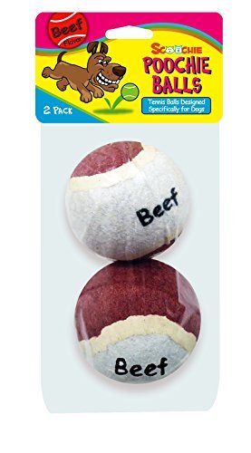 Beef Flavored Tennis Balls for Dogs |2 count| Scoochie Poochie | Tuff Balls for Dogs