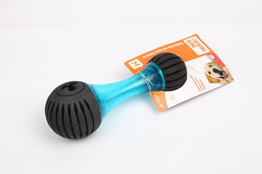 Medium Chewing Squeeze Bone Dog Toy with Dental Twist Caps Midi