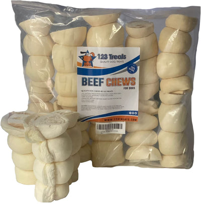 Thick Beef Cheek for dogs - 5-6" Rolls (10 Count) by 123 Treats