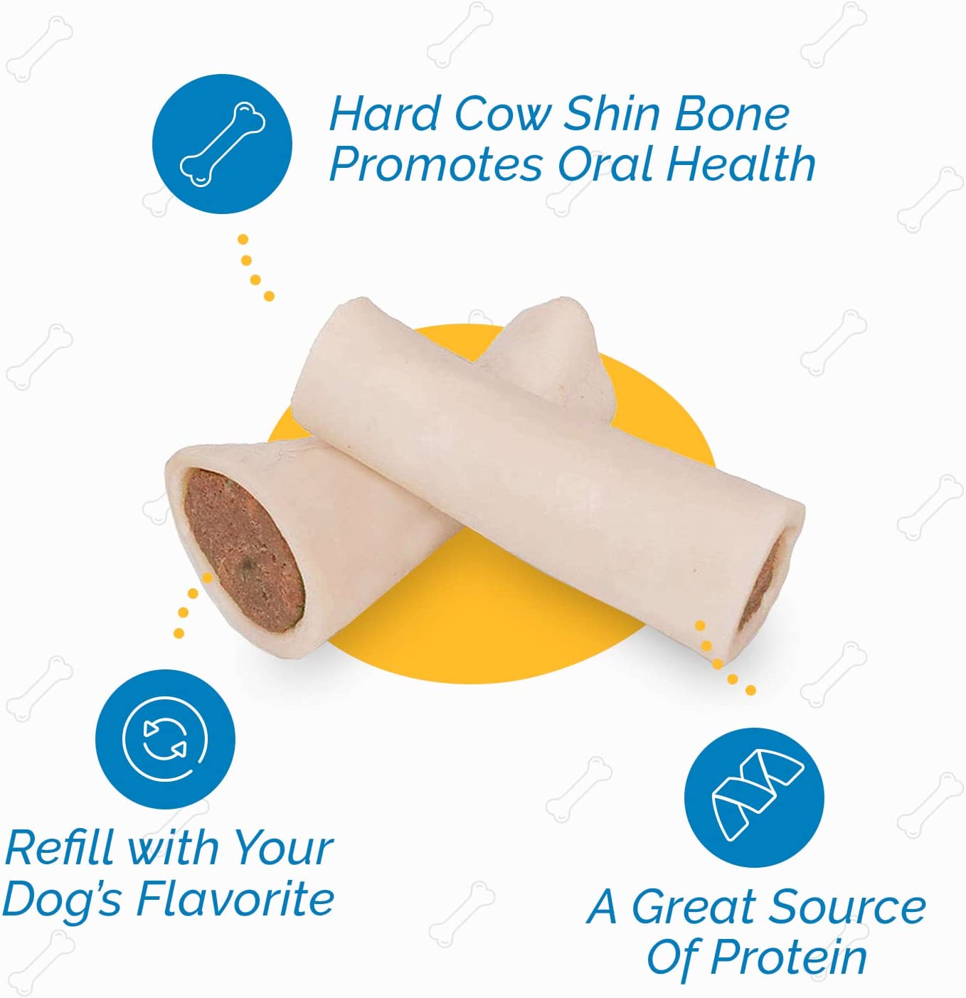 Stuffed Shin BONES for dogs 5-6 inches with Peanut Butter Flavor 2 or 4 Count