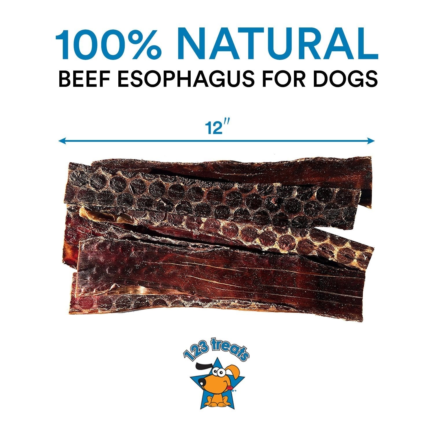 Beef Gullet Chews for Dogs (10-12 inches - 20 Count) All Natural Beef Treats
