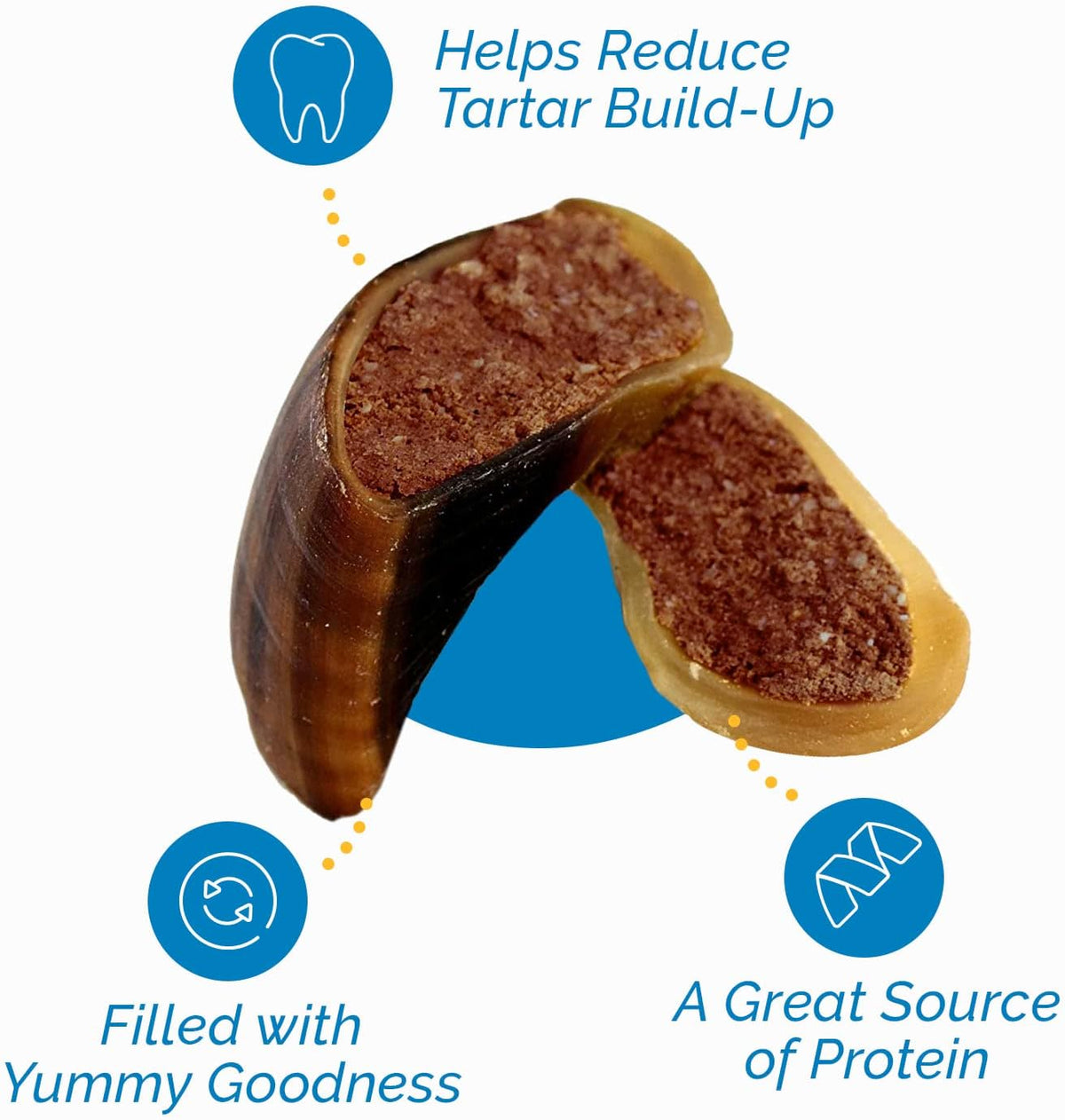 CHEESE FILLED COW HOOVES with Bacon flavor 3 or 10 Count | 100% Natural Dog Dental Treats | Beef Hoof From 123 Treats