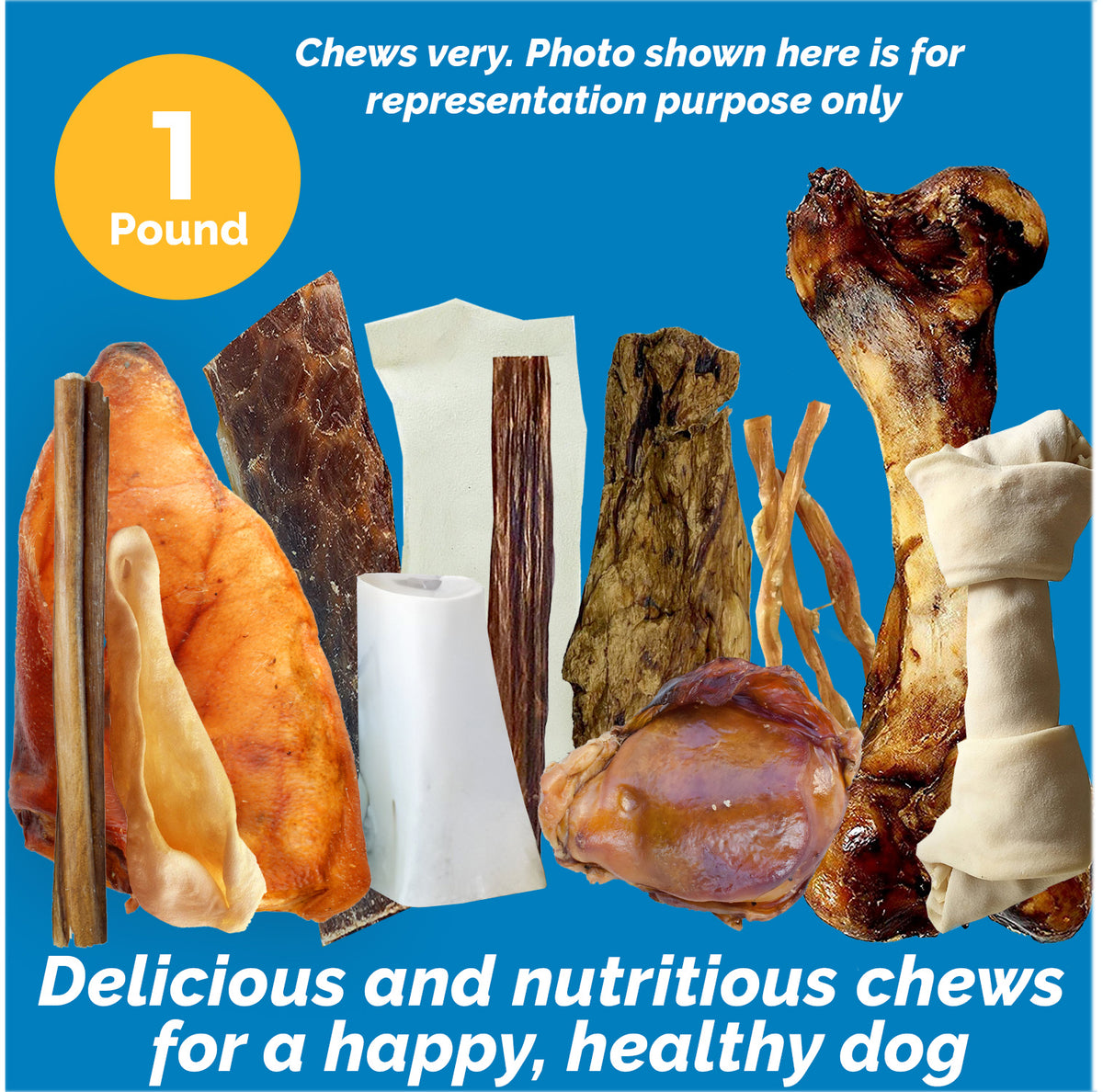 8 oz or 1 pound Assorted Dog Chews Bulk Delicious Natural Chews for Dogs - Mix dog treats from 123 Treats