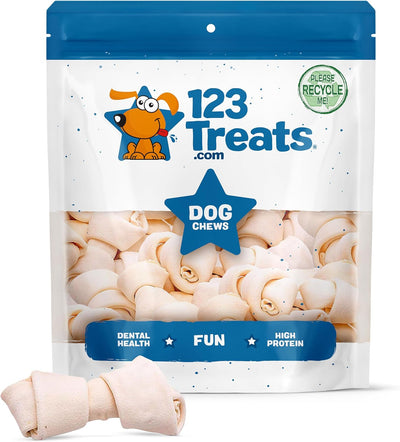 3-4 inches Rawhide Bones Chews | Premium Rawhide Dog Chews (15, 25, 50 or 100 Count)