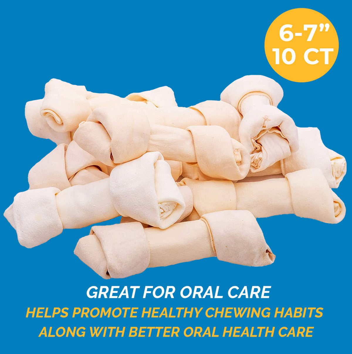 6-7" inches Rawhide Bones Chews for Medium to Large dogs (10 or 30 Count)