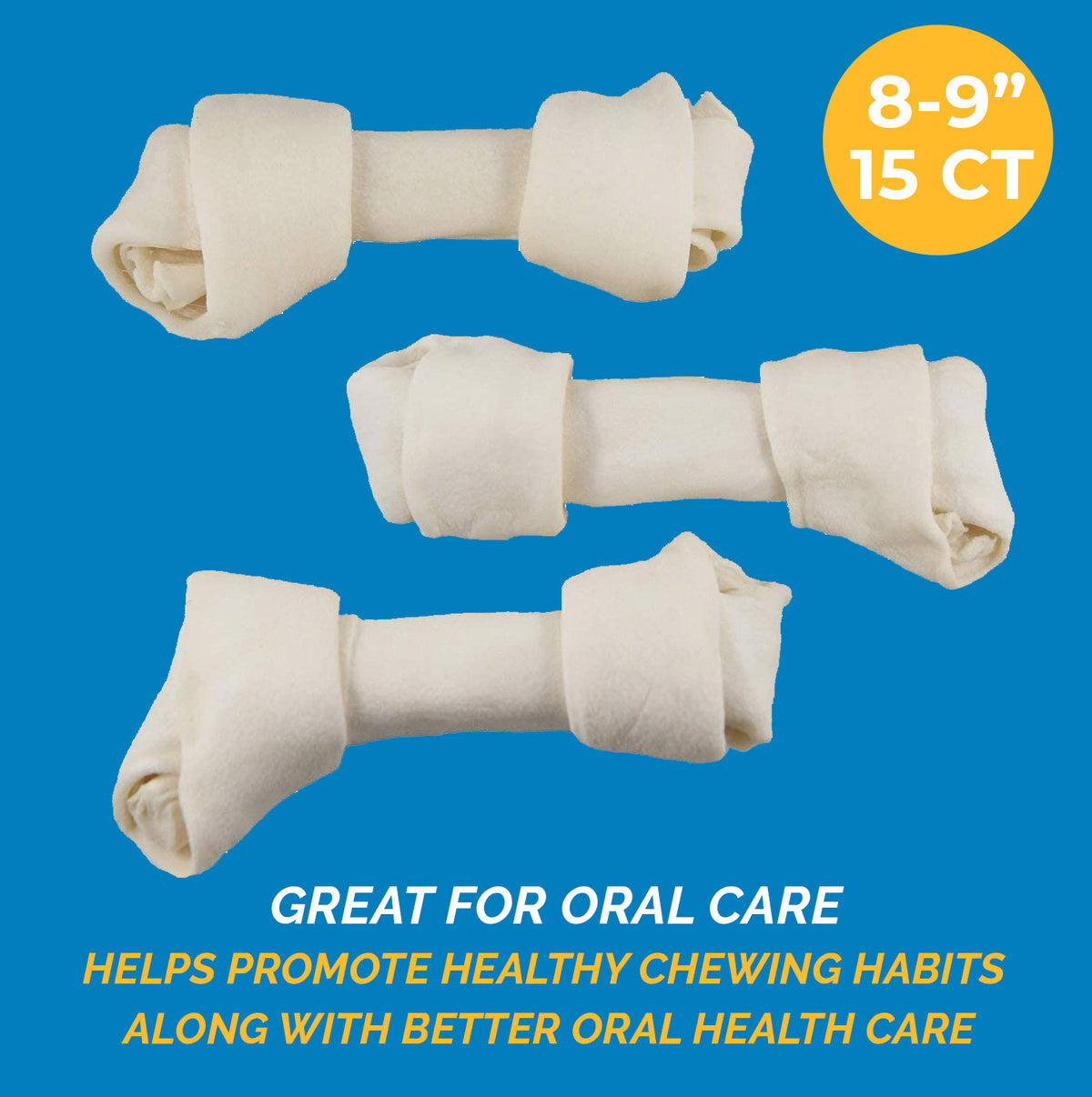 8-9 inches Large Rawhide Bones (15 Count) 100% Natural Bulk Bones