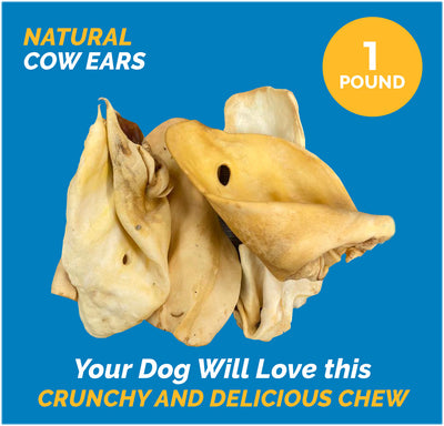 Cow Ears chews for dogs (1 pound) - All natural beef ear dog chews