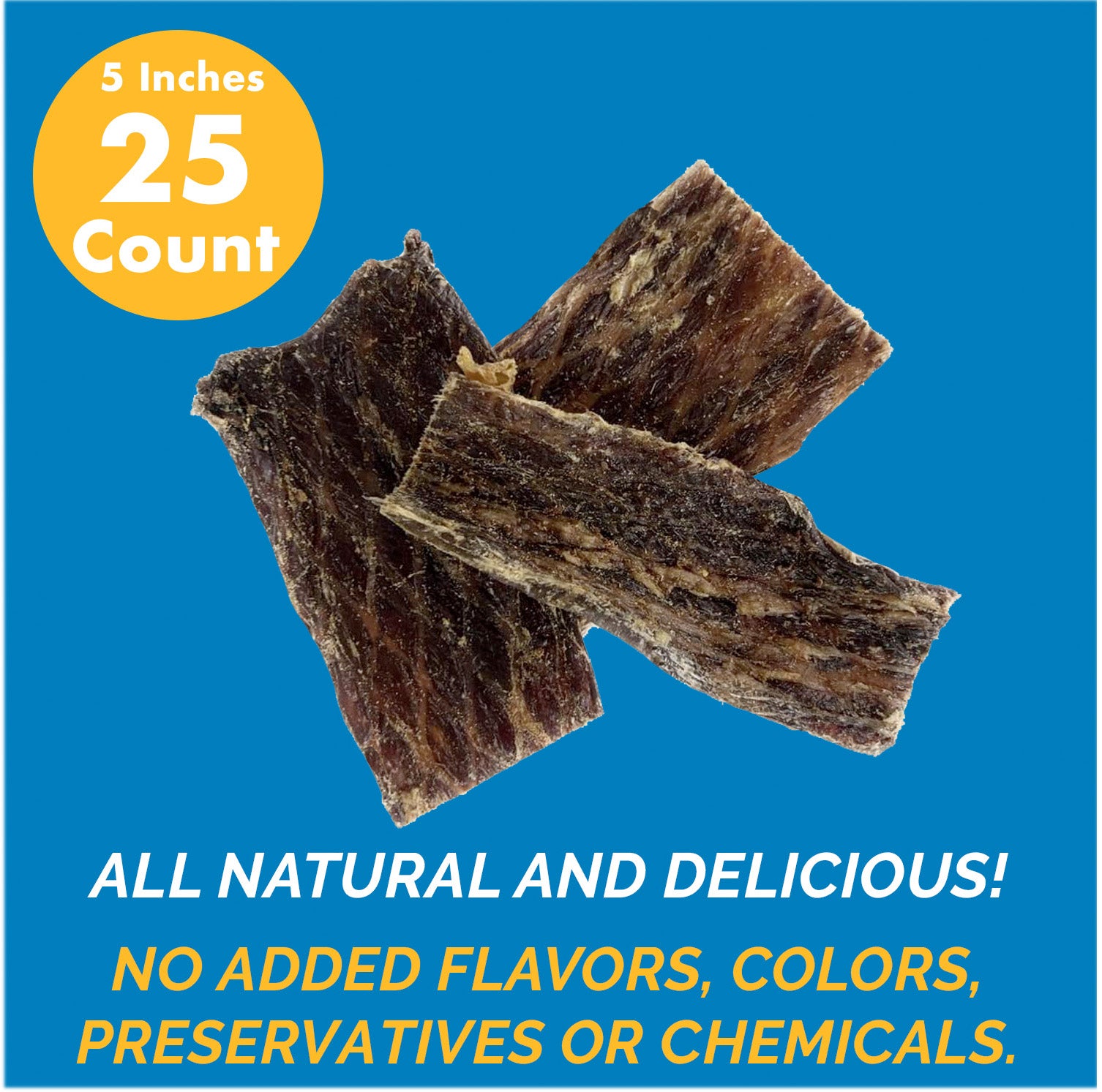 Beef Jerky Treat 5" inches - (25 Count) Chews for dogs-Made in USA