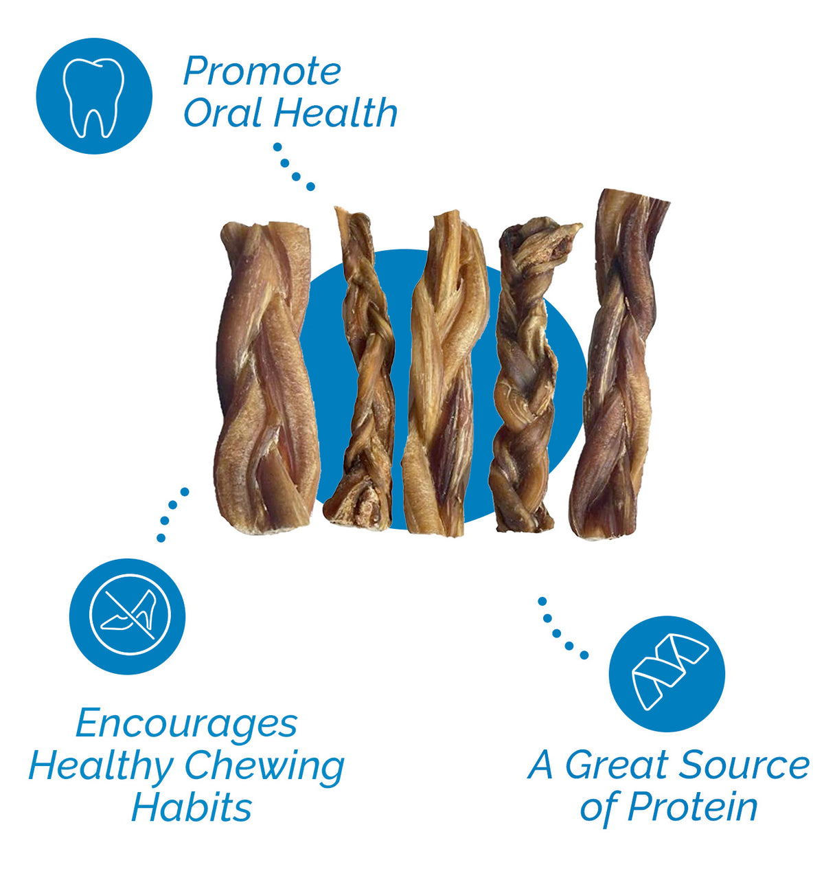Braided Bully Sticks 4-6 inches chews for dogs (8 ounce bag) all Natural Beef chews