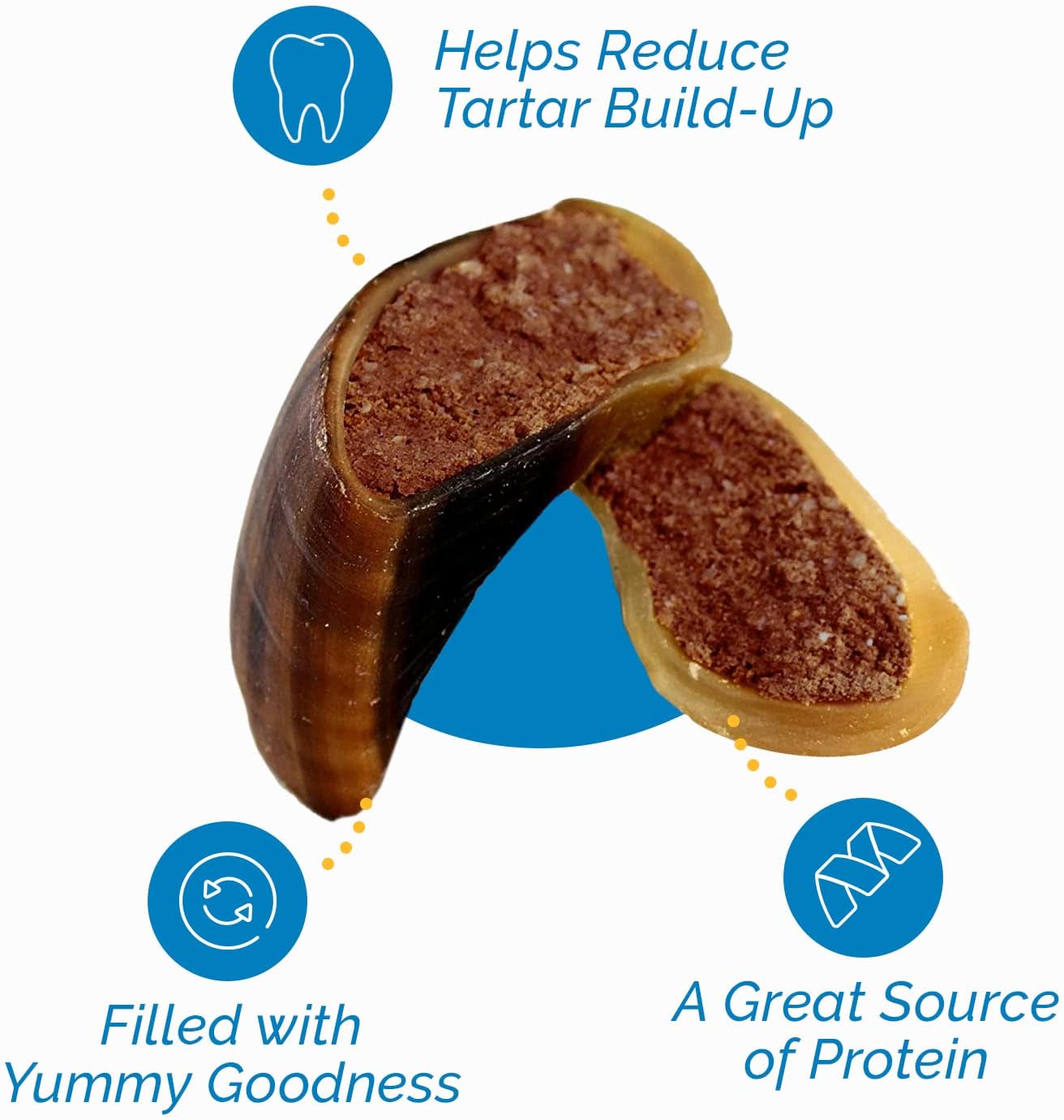 Beef Filled Cow Hooves (3 or 10 Count) 100% Natural Dog Dental Treats From 123 Treats