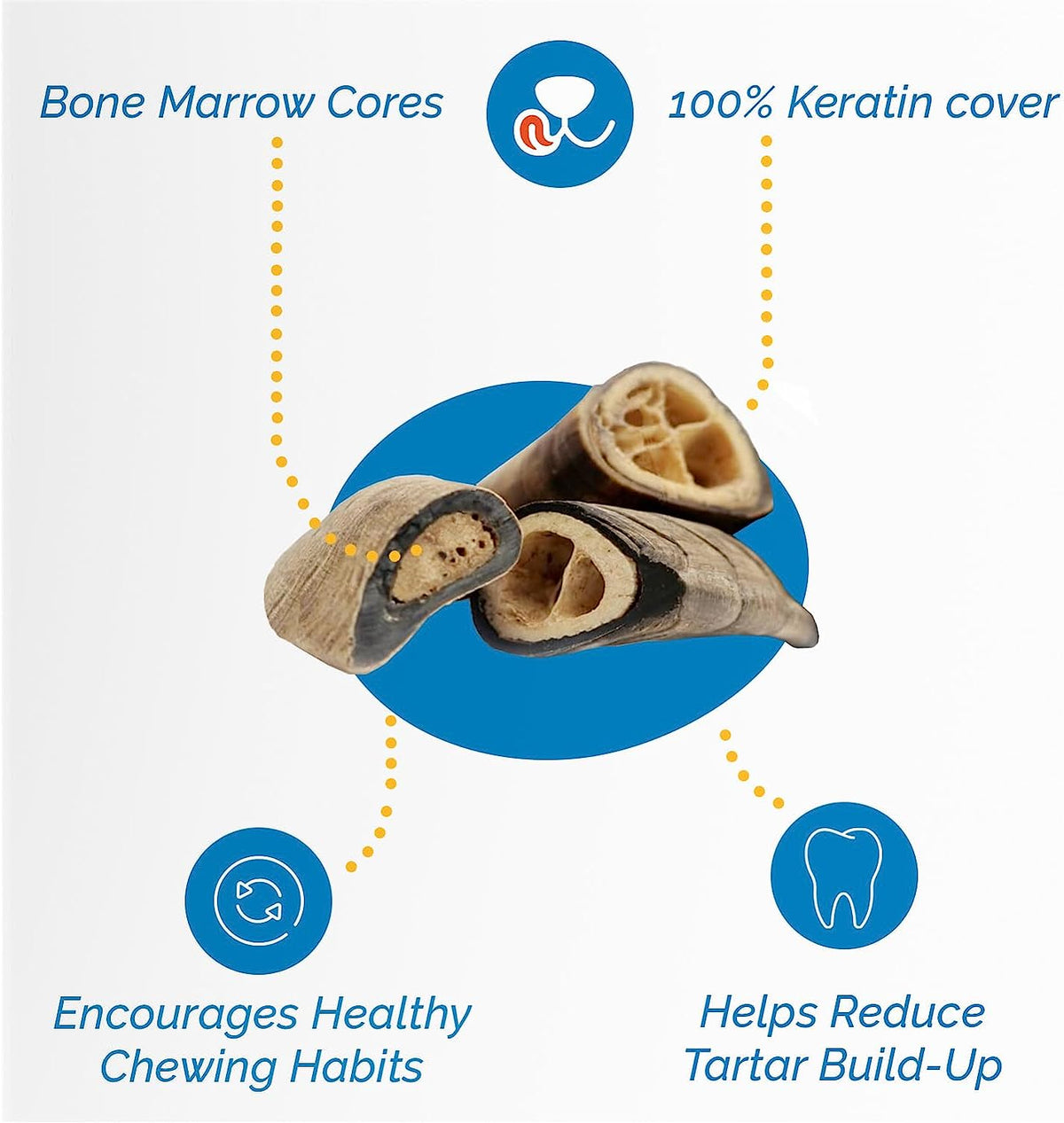 Dried Goat Horns Chews Medium or Large -  2 count