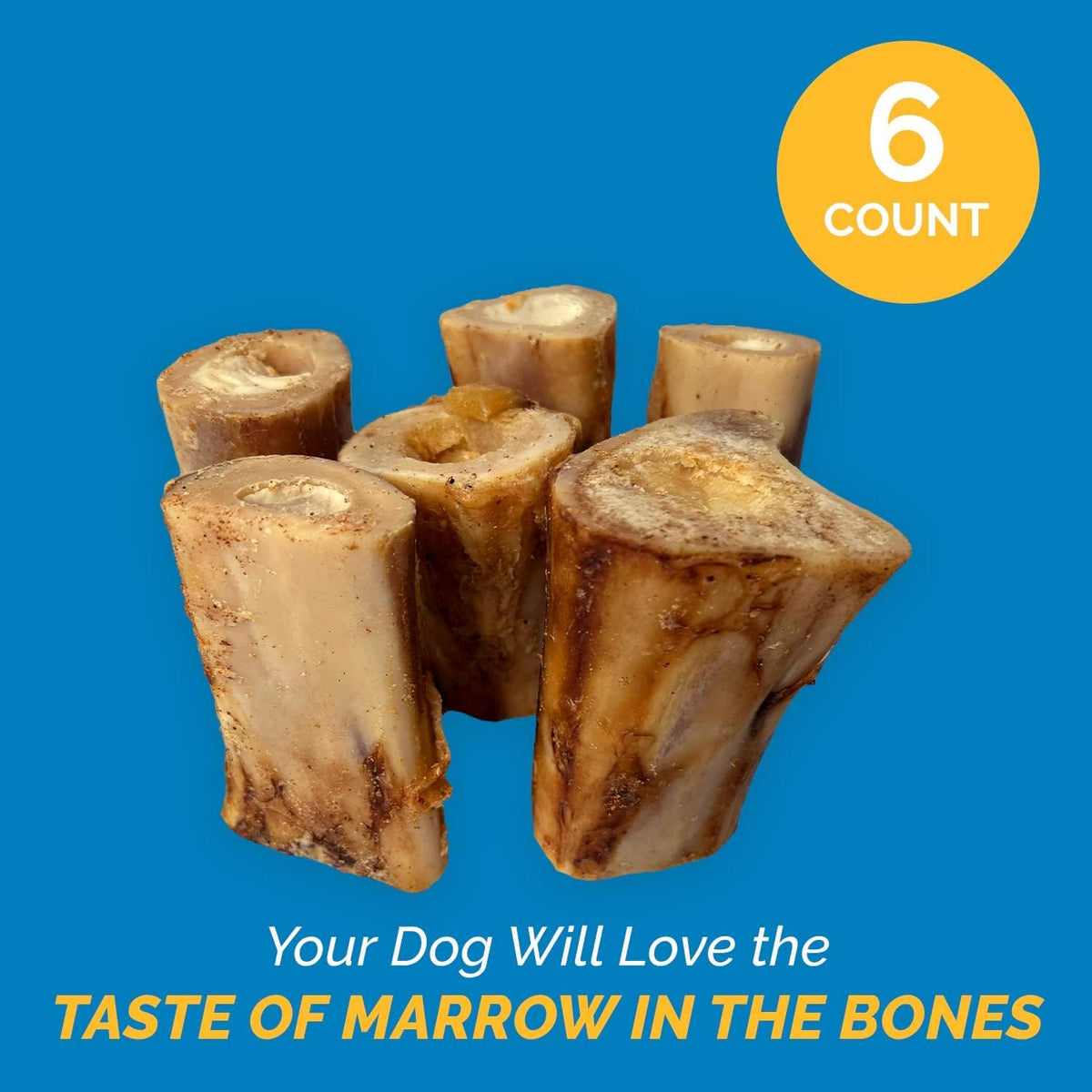 Bone Marrow Chew Bones for Dogs – 5–6 Inches (6 Count) | 123 Treats