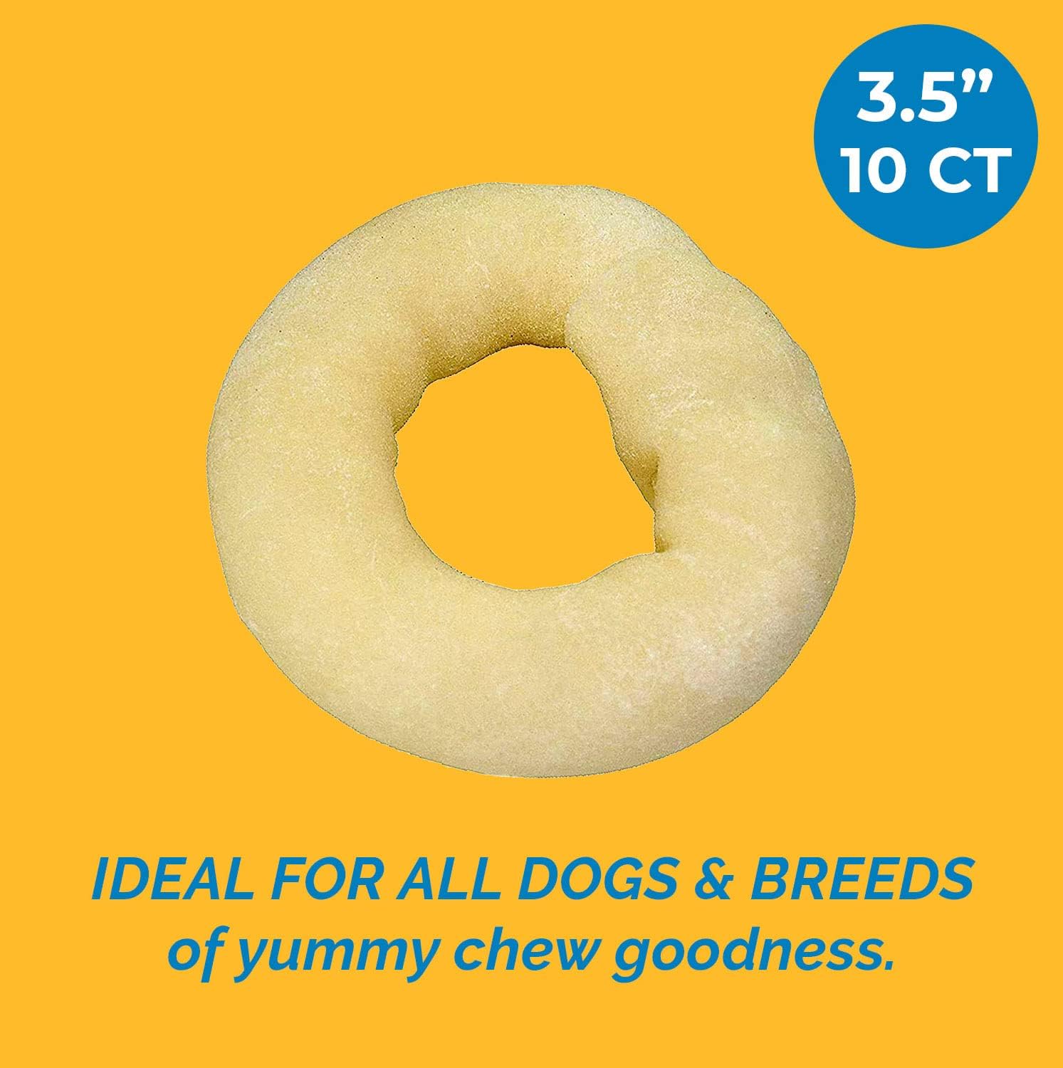 Rawhide Donuts for Dogs 3.5" inches 10 Count - Beefhide Donut chew for pets