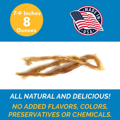 Beef Tendon Sticks Chews for Dogs 7-9 inches - 8 oz - Made in USA