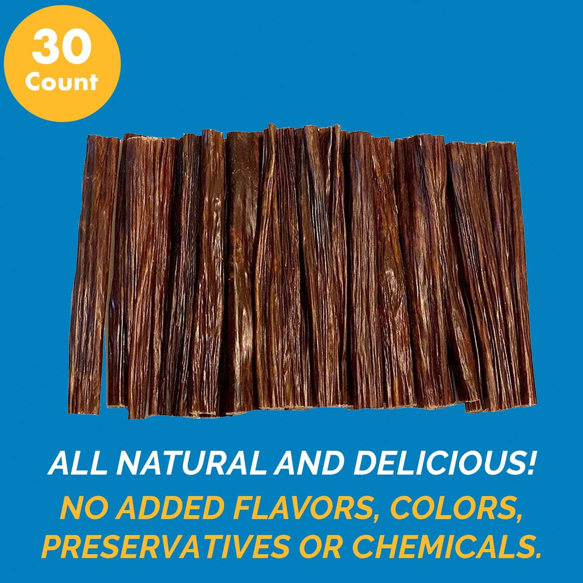 Beef Stick Dog Treats - 100% Natural Esophagus Gullet Chews for Dogs (6 inches 10 or 30 Count)