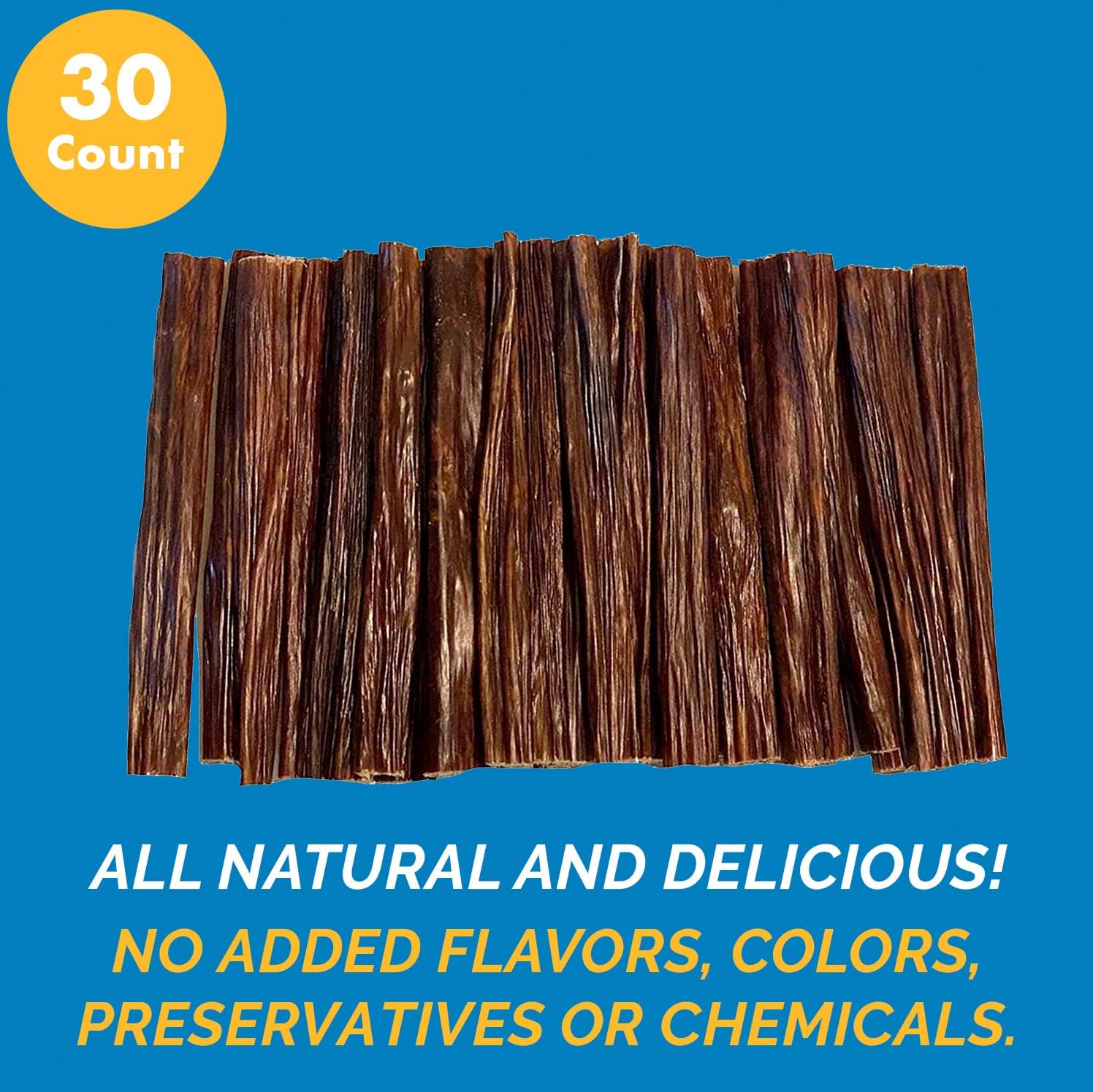 Beef Stick Dog Treats - 100% Natural Esophagus Gullet Chews for Dogs (6 inches 10 or 30 Count)