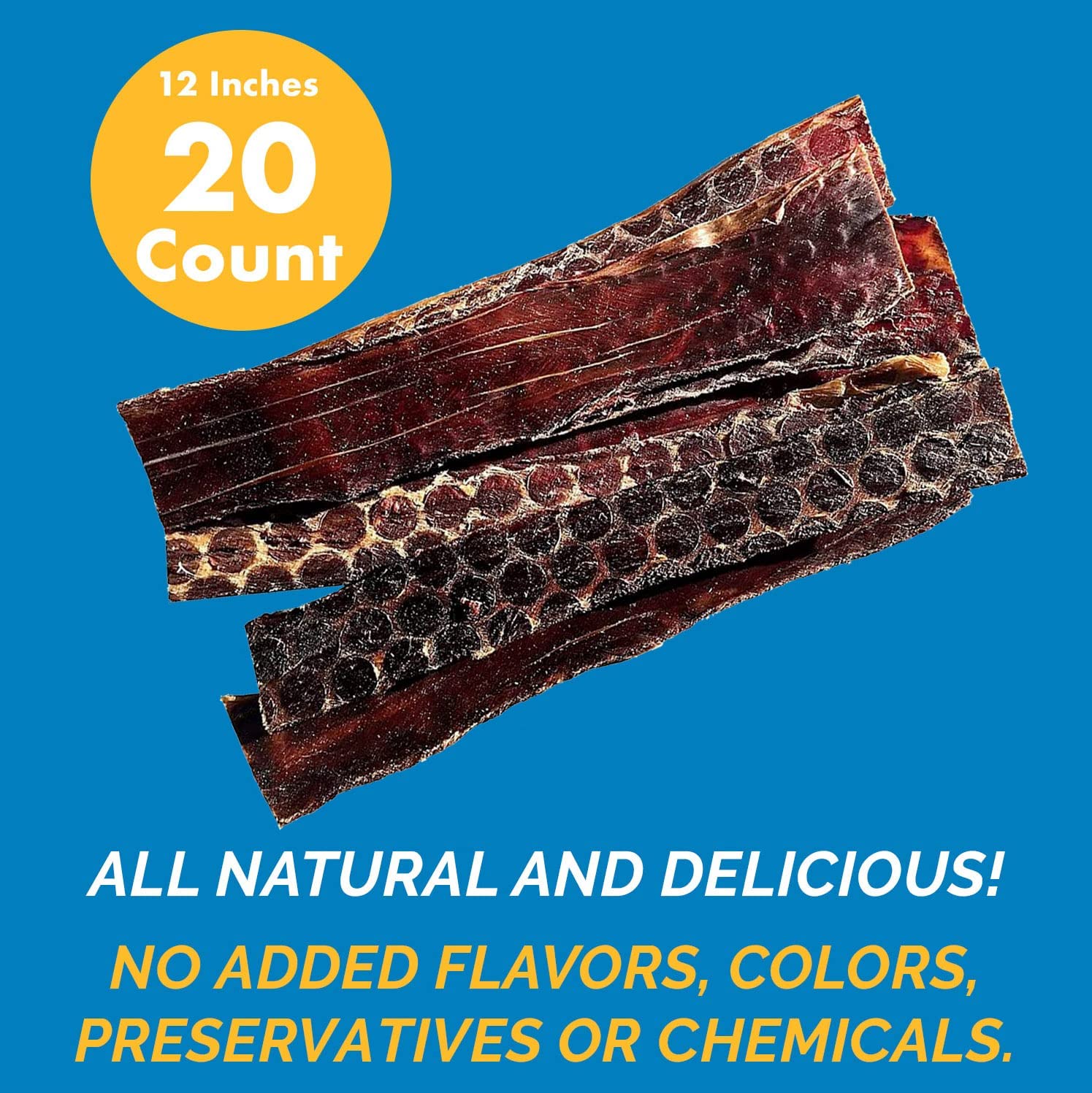 Beef Gullet Chews for Dogs (10-12 inches - 20 Count) All Natural Beef Treats