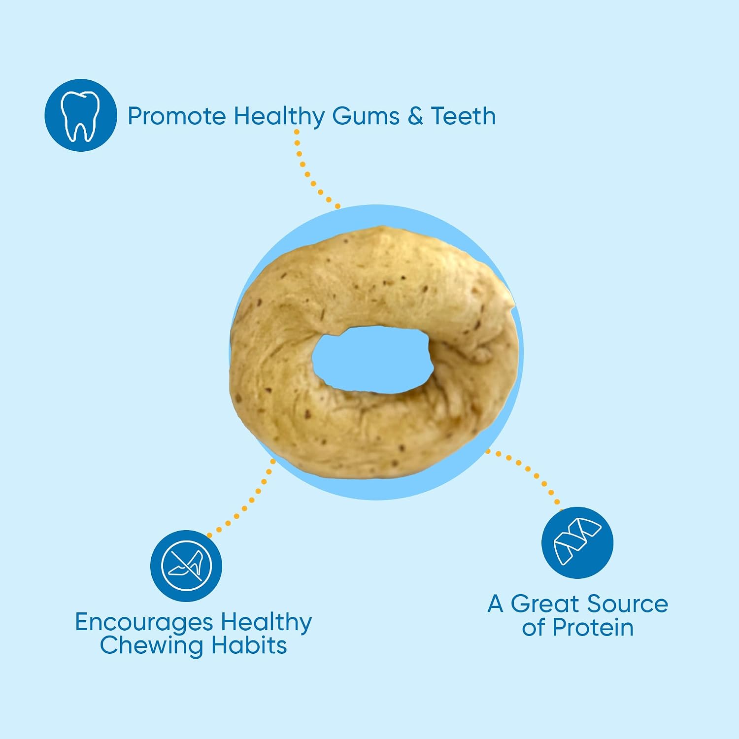 Natural Beef Collagen Bagel Peanut Butter Flavor chews for Dogs 3 inches - 6 Count