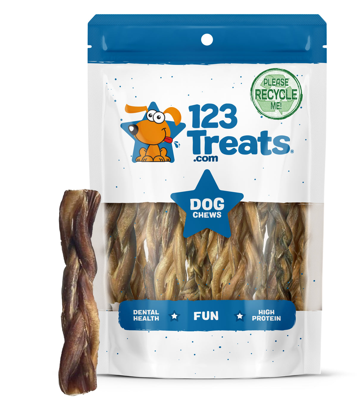 Braided Bully Sticks 4-6 inches chews for dogs (8 ounce bag) all Natural Beef chews