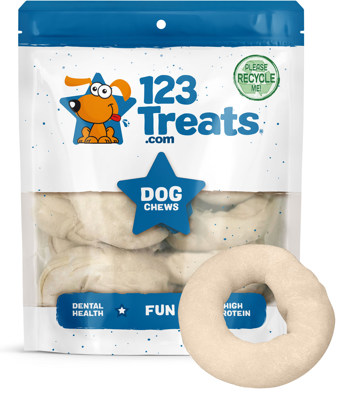 Rawhide Donuts for Dogs 3.5&quot; inches 10 Count - Beefhide Donut chew for pets