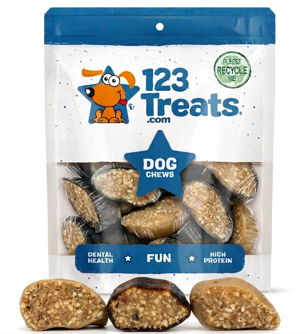 CHEESE FILLED COW HOOVES with Bacon flavor 3 or 10 Count | 100% Natural Dog Dental Treats | Beef Hoof From 123 Treats