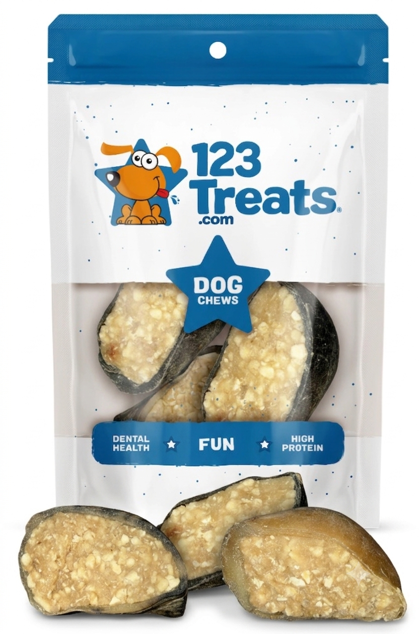 CHEESE FILLED COW HOOVES with Bacon flavor 3 or 10 Count | 100% Natural Dog Dental Treats | Beef Hoof From 123 Treats