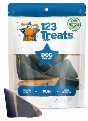 HOOVES for Dogs 10, 25 or 50 Count | 100% Natural Long-lasting Dental dog Chews made from Beef Hoof From 123 Treats