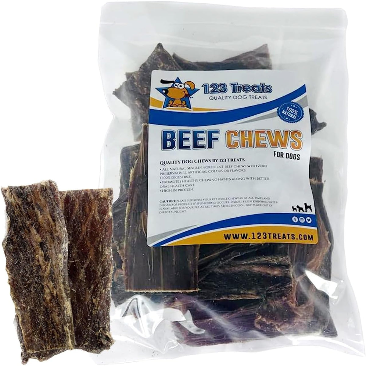 Beef Jerky Treat 5&quot; inches - (25 Count) Chews for dogs - Made in USA