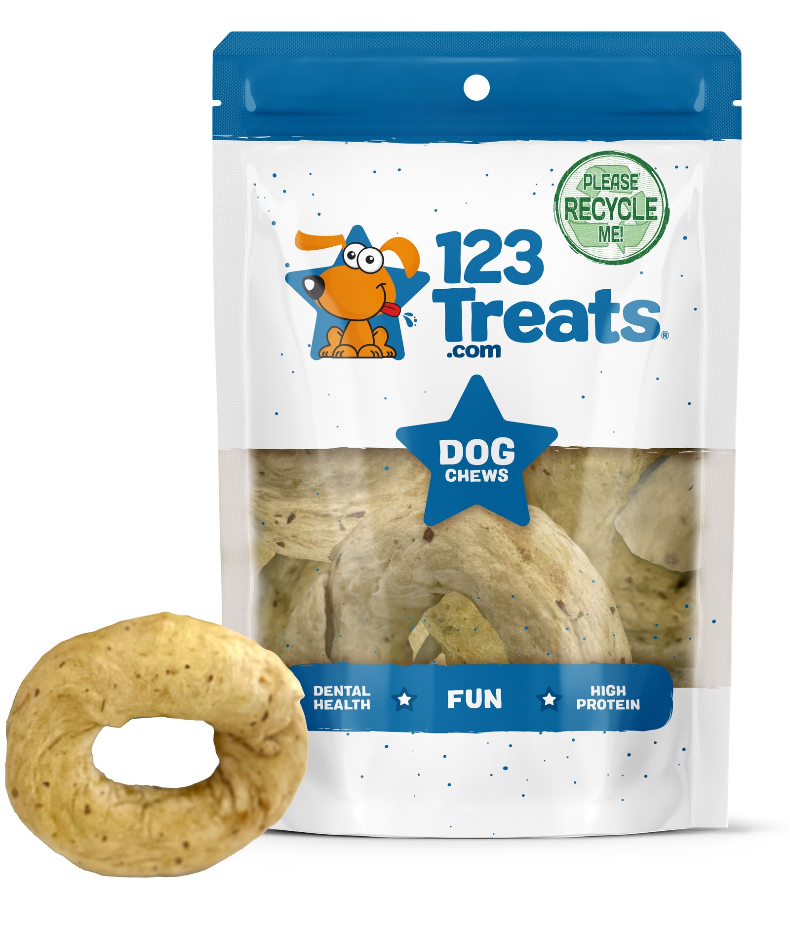 Natural Beef Collagen Bagel Peanut Butter Flavor chews for Dogs 3 inches - 6 Count