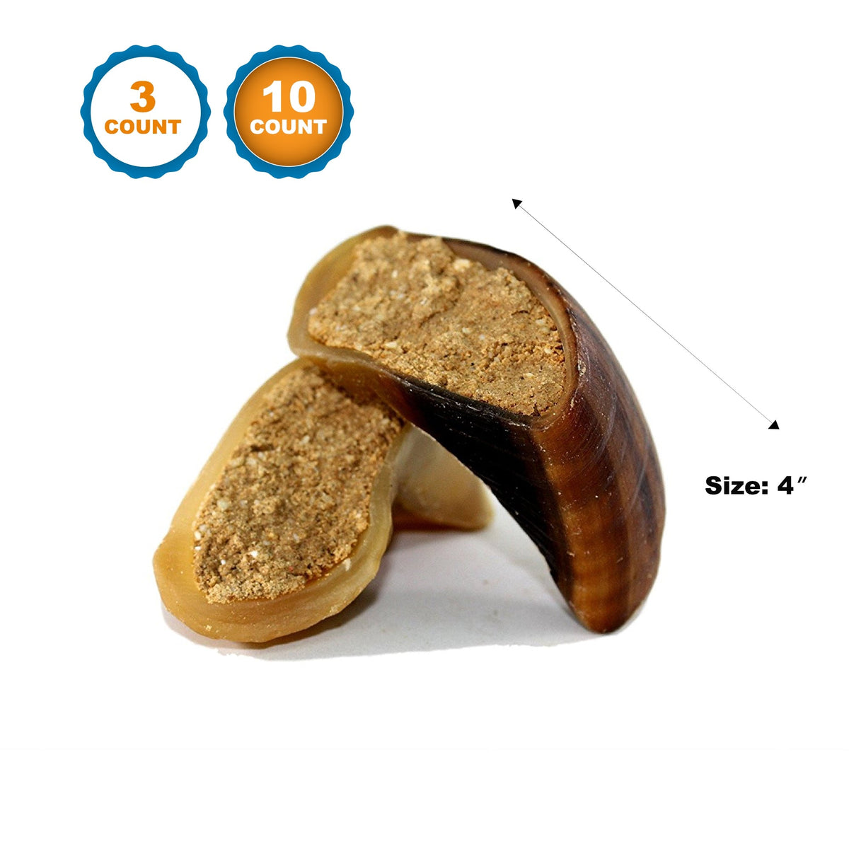 PEANUT BUTTER FILLED COW HOOVES 3 or 10 Count - 100% Natural Dog Dental Treats | Beef Hoof From 123 Treats