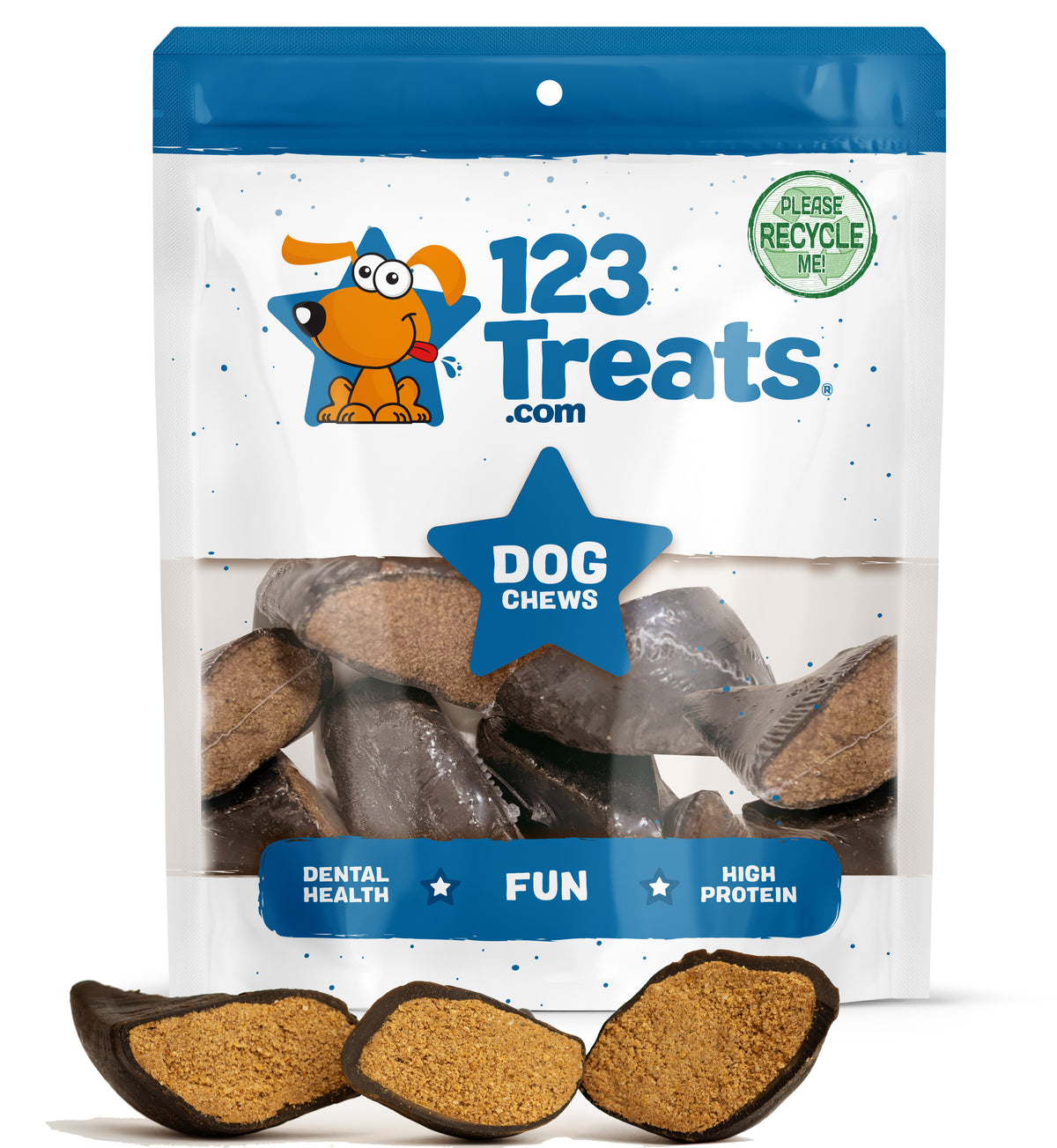 PEANUT BUTTER FILLED COW HOOVES 3 or 10 Count - 100% Natural Dog Dental Treats | Beef Hoof From 123 Treats