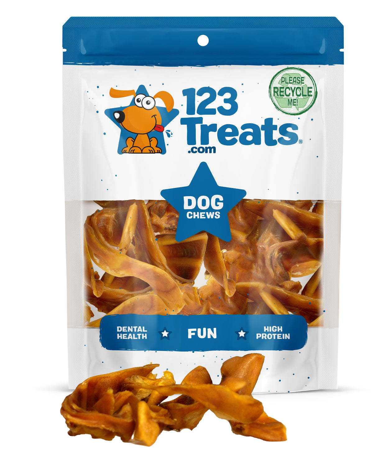 Pig Ears Strips for Dogs (8 Oz &amp; 1, 5 pounds) 100% Natural bite size Pork Dog Chews From 123 Treats