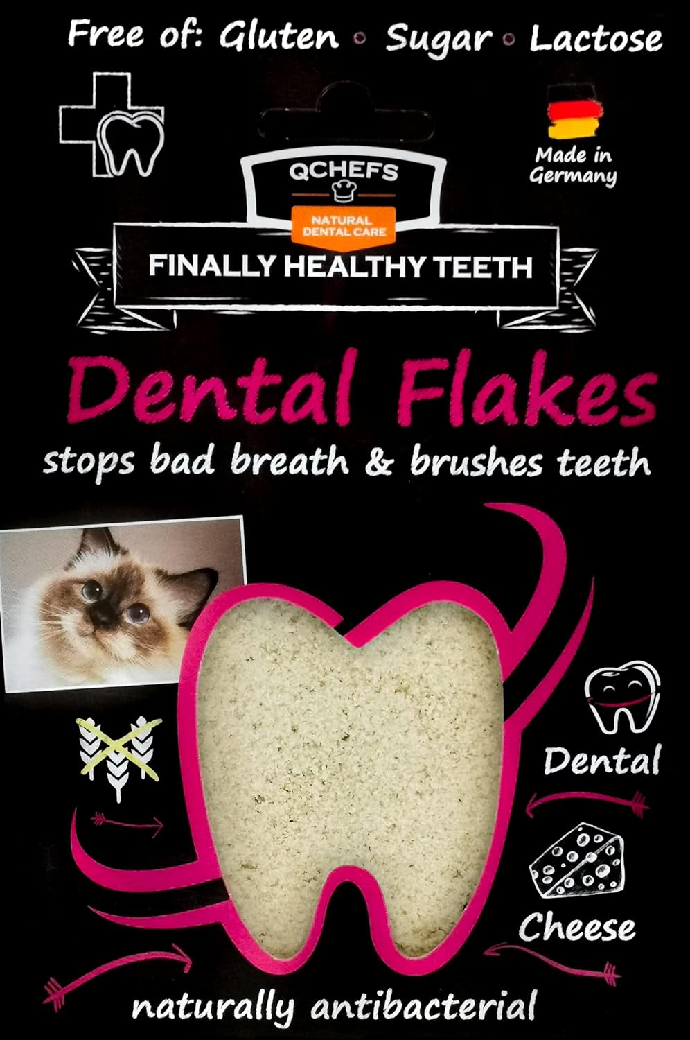 QCHEFS Dental Flakes for Cats – Two Month Supply* - Food Topper - After Meal Licking Treat, Oral Health Snack with Amino Acids.